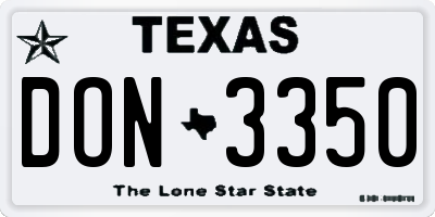 TX license plate DON3350