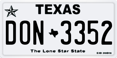 TX license plate DON3352