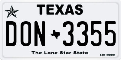 TX license plate DON3355
