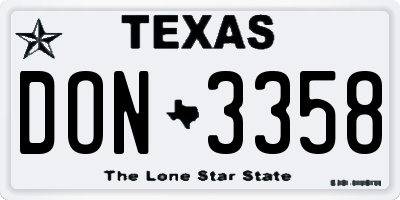TX license plate DON3358