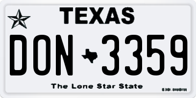 TX license plate DON3359