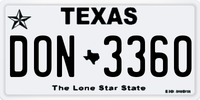TX license plate DON3360