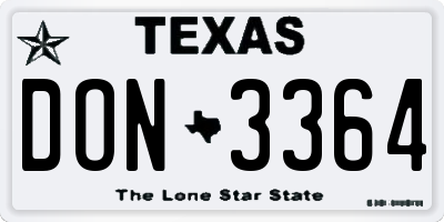 TX license plate DON3364