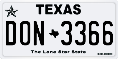 TX license plate DON3366
