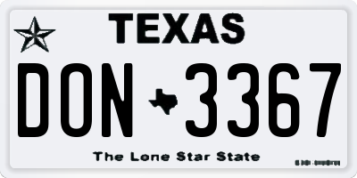 TX license plate DON3367