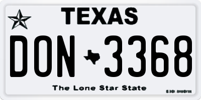 TX license plate DON3368