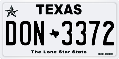 TX license plate DON3372