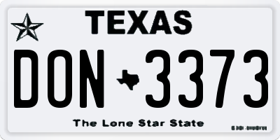 TX license plate DON3373