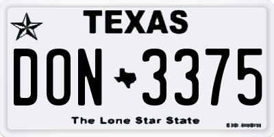 TX license plate DON3375