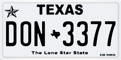 TX license plate DON3377