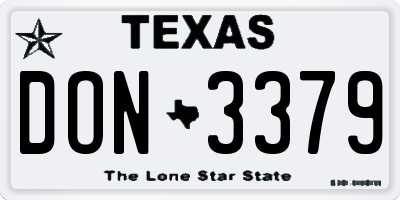 TX license plate DON3379