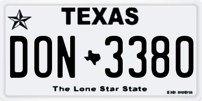 TX license plate DON3380