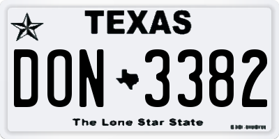 TX license plate DON3382