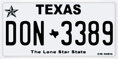 TX license plate DON3389