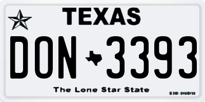 TX license plate DON3393