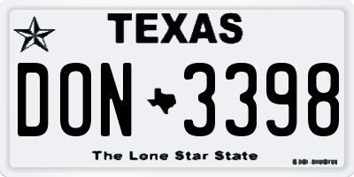 TX license plate DON3398