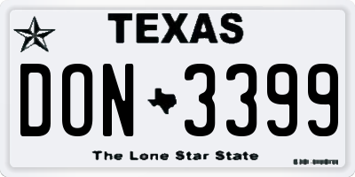 TX license plate DON3399