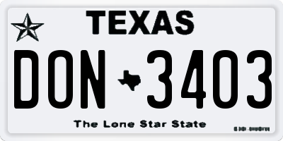 TX license plate DON3403