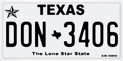 TX license plate DON3406