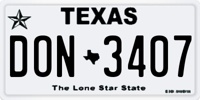 TX license plate DON3407