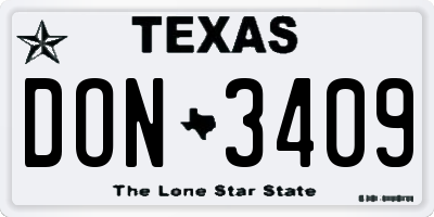 TX license plate DON3409