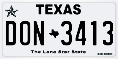 TX license plate DON3413