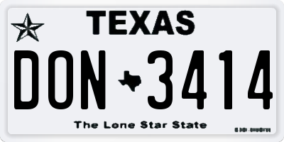 TX license plate DON3414
