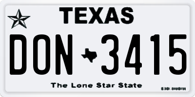 TX license plate DON3415