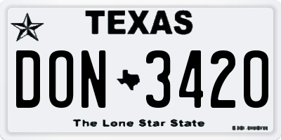 TX license plate DON3420