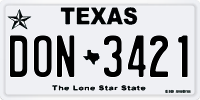 TX license plate DON3421