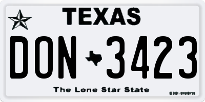 TX license plate DON3423