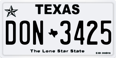 TX license plate DON3425