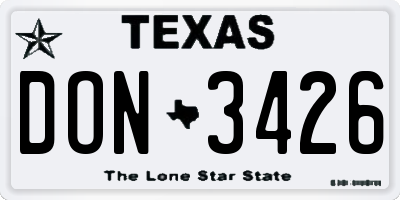 TX license plate DON3426