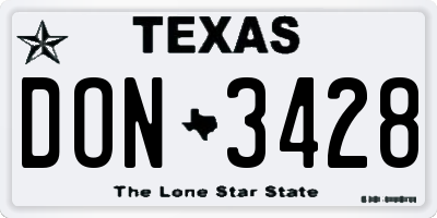 TX license plate DON3428