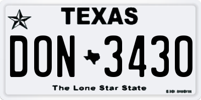 TX license plate DON3430