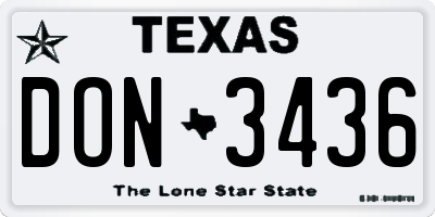 TX license plate DON3436