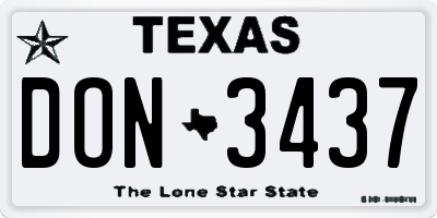 TX license plate DON3437
