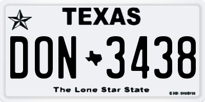 TX license plate DON3438