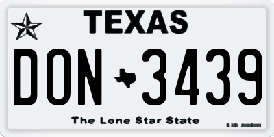 TX license plate DON3439