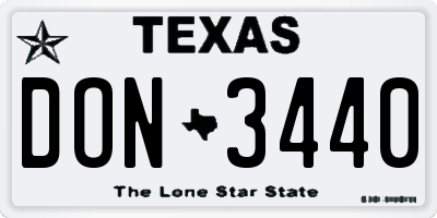 TX license plate DON3440