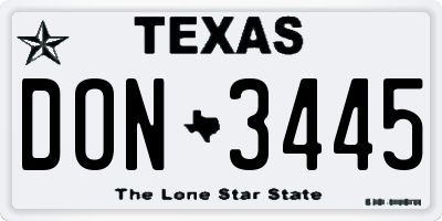 TX license plate DON3445