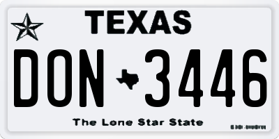 TX license plate DON3446