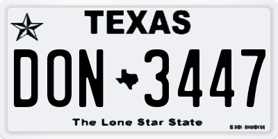 TX license plate DON3447