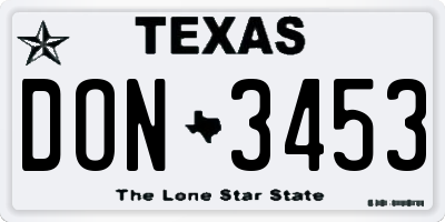 TX license plate DON3453