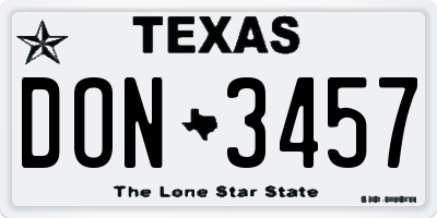 TX license plate DON3457