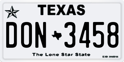TX license plate DON3458