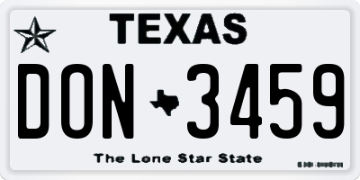 TX license plate DON3459