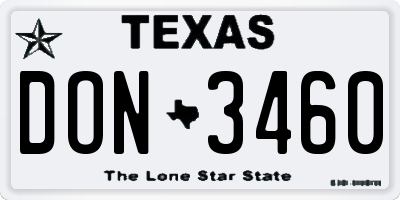 TX license plate DON3460