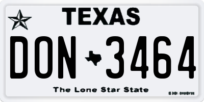 TX license plate DON3464