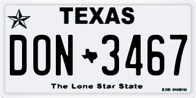 TX license plate DON3467